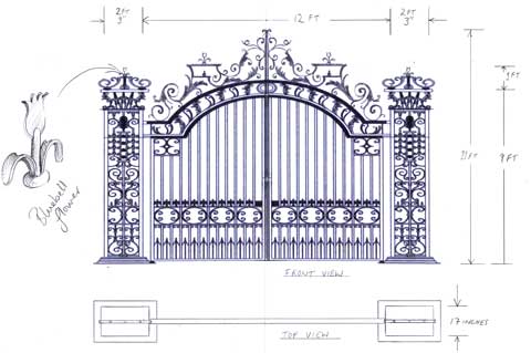 Drawing of the Hunting Lodge Gate