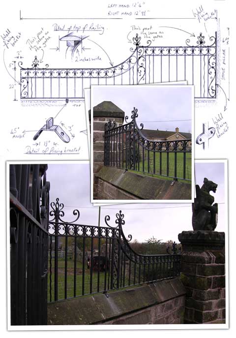 Photos of C 19th Entrance Gate and Railings and drawings