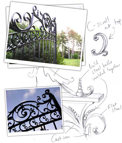 Georgian Arch Top Gate and drawings of the gate